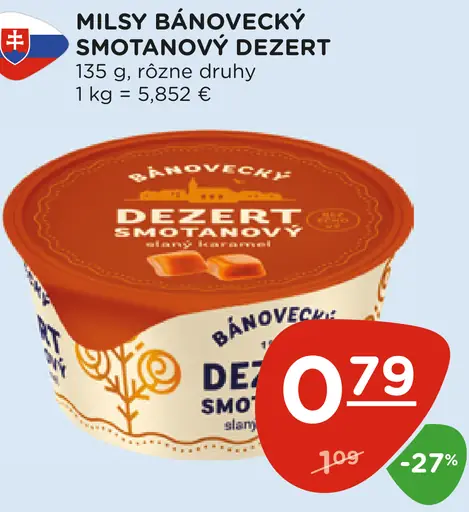 Milsy Báňovecký smotanový dezert