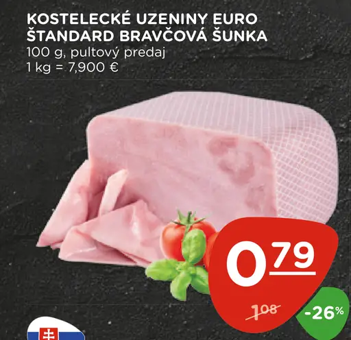 Kostelecké Uzeniny Euro štandard bravčová šunka