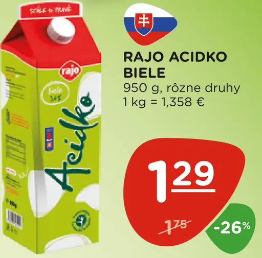 Rajo Acidko biele rôzne druhy
