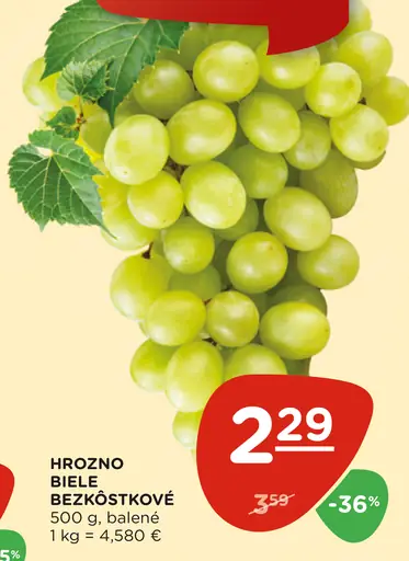 Hrozno biele bezjadierkové