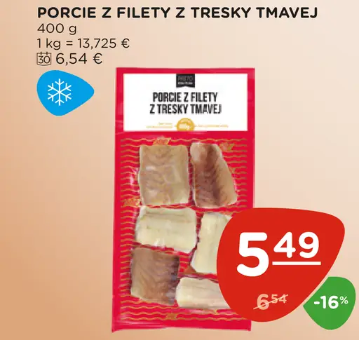 Porcie z filety z tresky tmavej