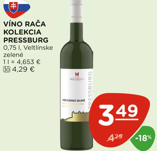 Víno Rača kolekcia Pressburg Veltlínske zelené