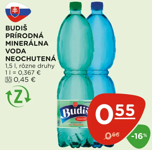 Budiš prírodná minerálna voda neochutená
