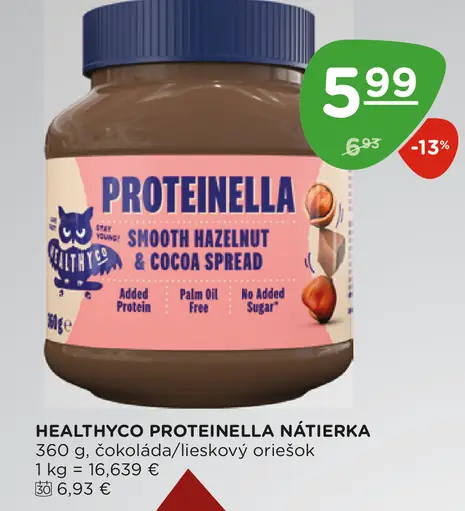 Healthyco Proteinella nátierka čokoláda/lieskový oriešok