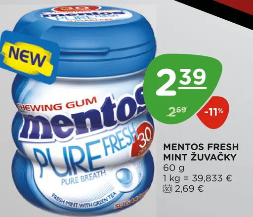 Mentos Pure Fresh Fresh Mint žuvačky