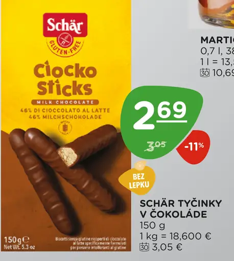 Schär tyčinky v čokoláde