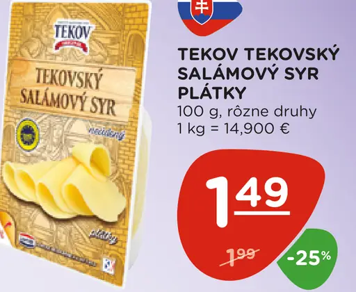Tekovský Salámový syr plátky