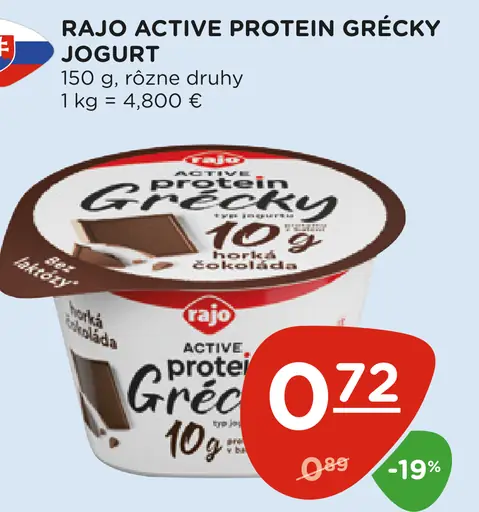 Rajo Active Protein Grécky typ jogurtu horká čokoláda