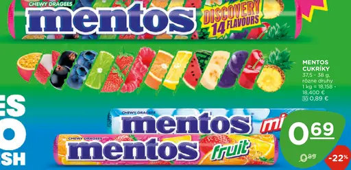 Mentos cukríky rôzne druhy