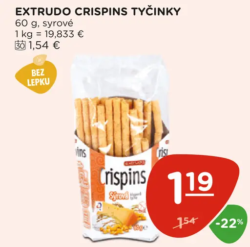 Extrudo Crispins Tyčinky Syrové