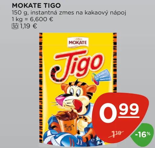 Mokate Tigo instantná zmes na kakaový nápoj