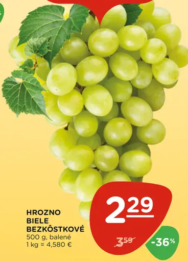 Hrozno biele bezjadierkové