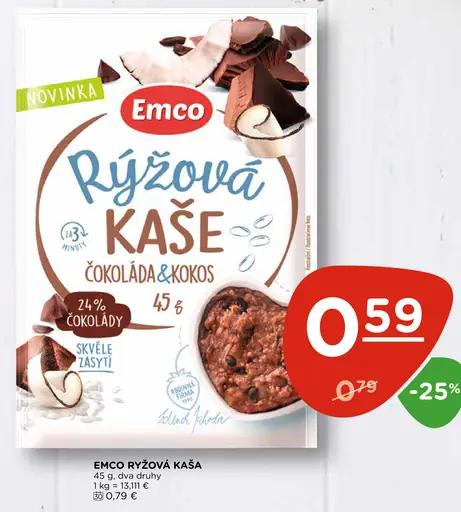 Emco Ryžová kaša čokoláda & kokos