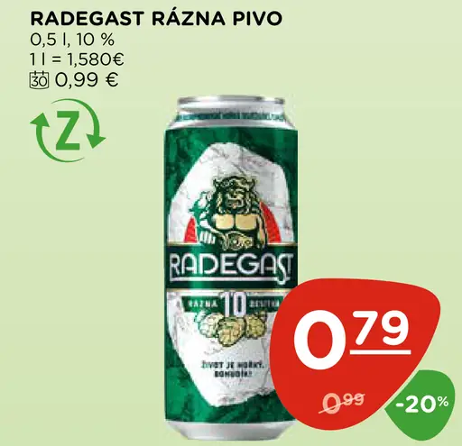Radegast Pivo plechovka