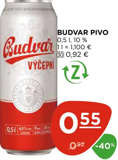 Budvar Tmavý ležiak pivo