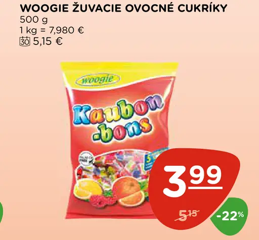 Woogie Žuvacie ovocné cukríky