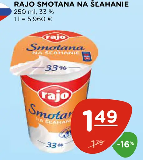 Rajo smotana na šľahanie