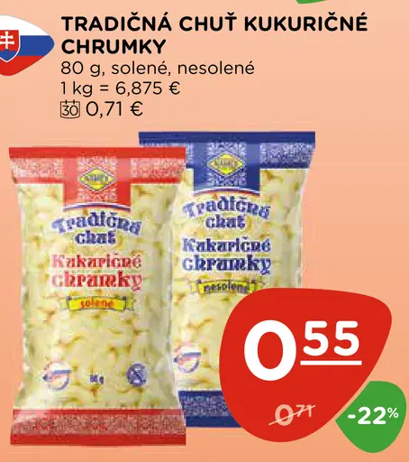 Tradičná chuť kukuričné chrumky