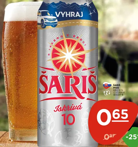Šariš Svetlé pivo plechovka