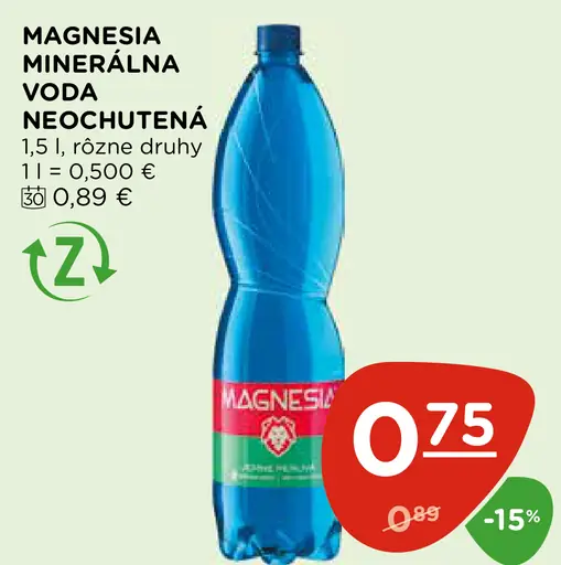 Magnesia Prírodná minerálna voda neperlivá