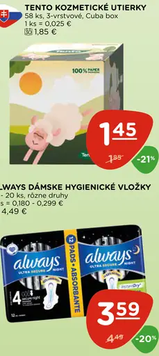 Tento kozmetické utierky