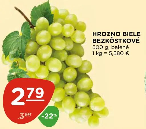 Hrozno biele bezjadierkové