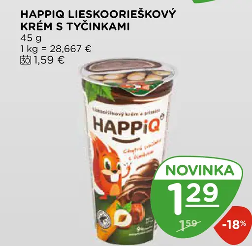 Happiq lieskooříškový krém s tyčinkami