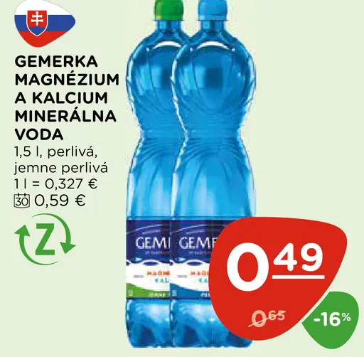 Gemerká Magnezium a Kalcium Minerálna voda