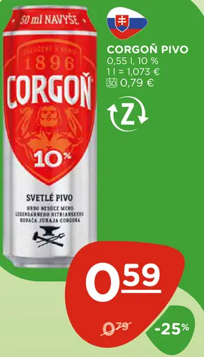Corgoň pivo plechovka