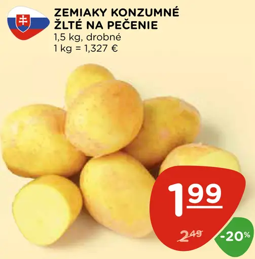 Zemiaky konzumné žlté na pečenie