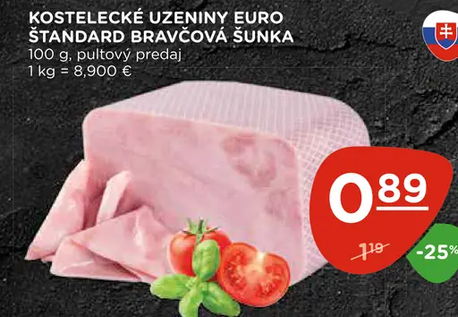 Kostelecké Uzeniny Euro štandard bravčová šunka