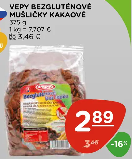 Vepy bezgluténové mušličky kakaové