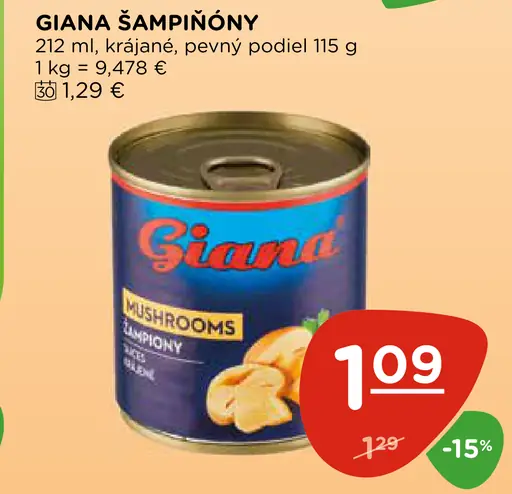 Giana Šampiňóny krájané
