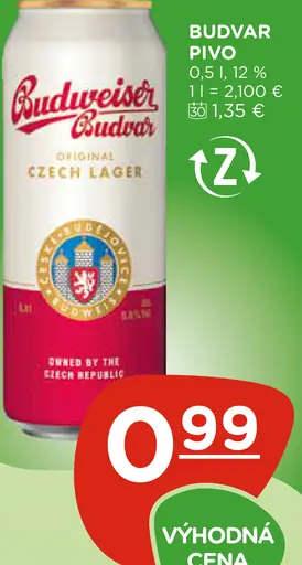 Budvar Tmavý ležiak pivo