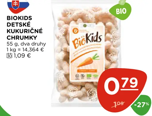 BioKids detské kukuričné chrumky