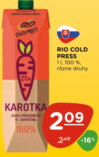 Rio Cold Press Karotka rôzne druhy