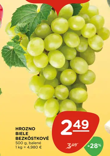 Hrozno biele bezjadierkové