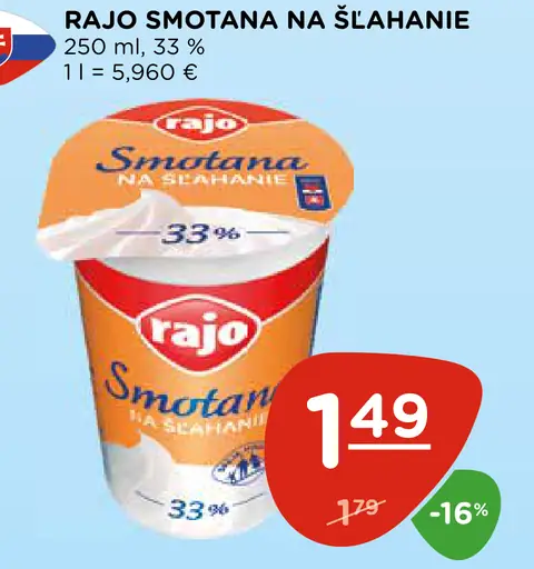Rajo smotana na šľahanie