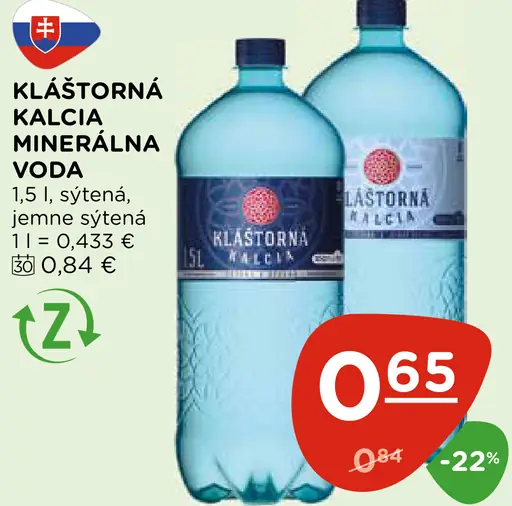 Kláštorná Kalcia minerálna voda