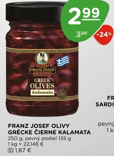 Franz Josef olivy grécke čierne Kalamata
