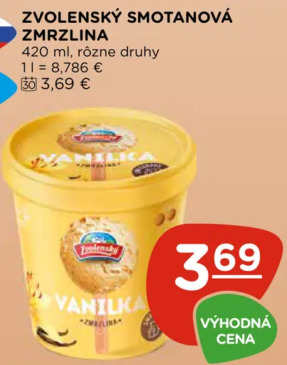 Zvolenský zmrzlina rôzne druhy