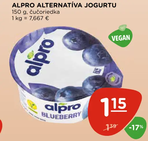 Alpro Alternatíva Jogurtu Čučoriedka