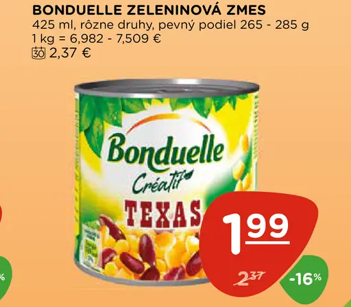 Bonduelle zeleninová zmes rôzne druhy