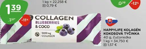 Happylife kolagén kokosová tyčinka