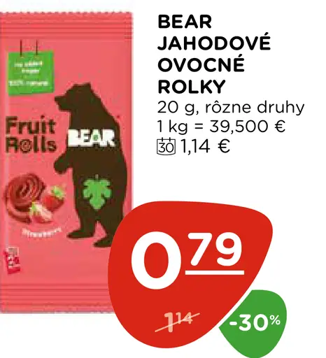 BEAR Jahodové ovocné rolky