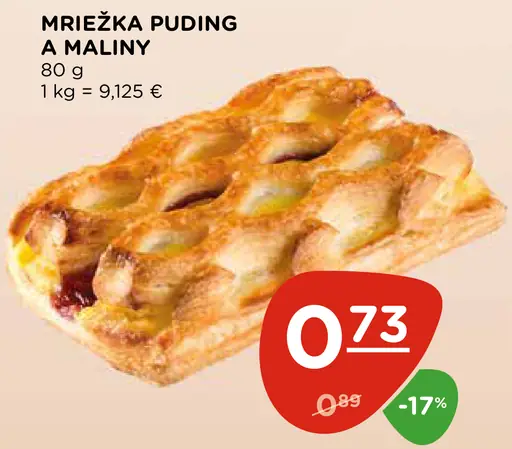 Mriežka puding a maliny