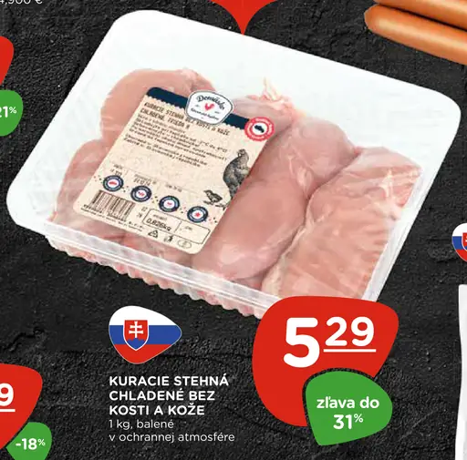 Kuracie stehná chladené bez kosti a kože