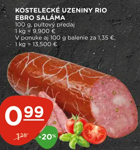 Kostelecké Uzeniny Rio Ebro Saláma