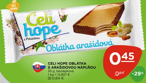 Celi Hope oblátka s arašídovou náplňou bezlepková