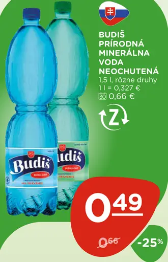 Budiš prírodná minerálna voda neochutená